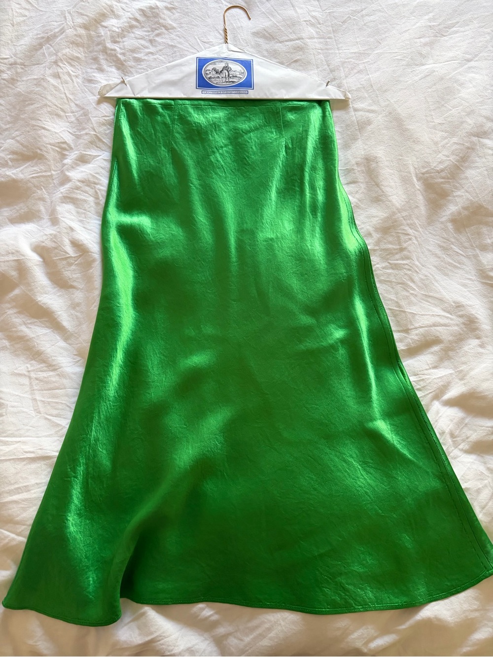 Babaton Emerald Green Satin A-Line Skirt